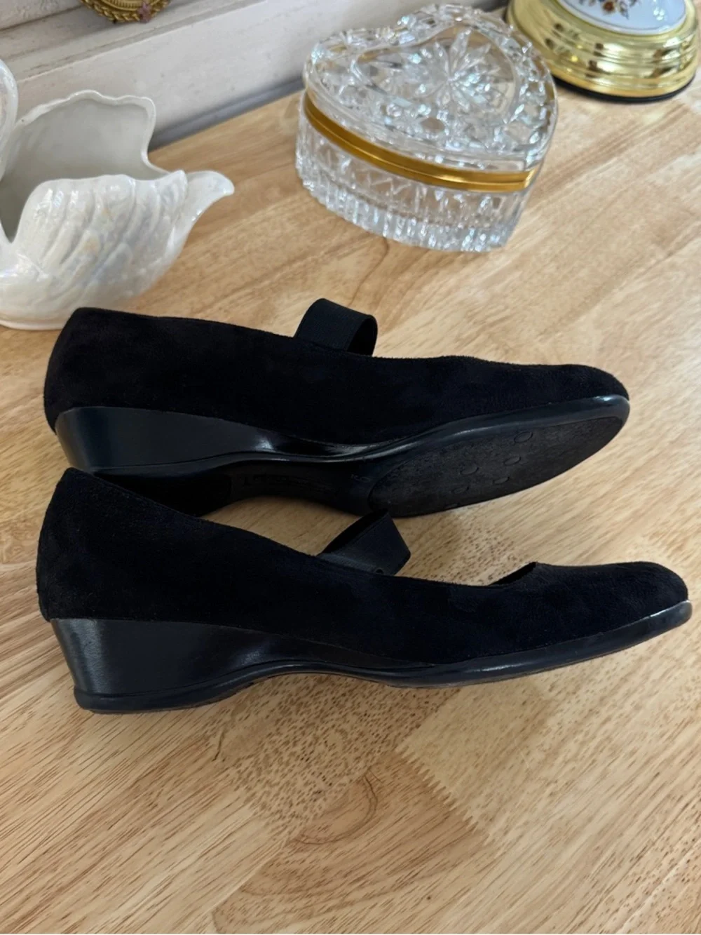 Vintage Y2K Classic Predictions Black Mary Jane Slip On Wedge Pumps Size 9 Retro